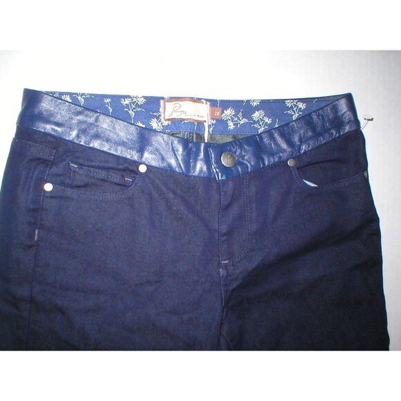 NWT $229 Womens Paige Premium Hancock Eclipse Dark Leather Waist 28 New Jeans - Picture 2 of 5